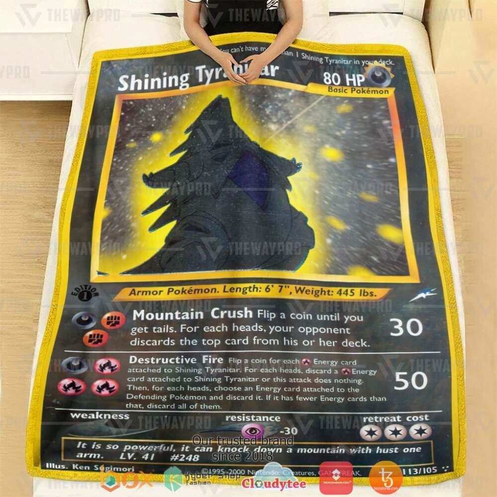 BEST Shining Tyranitar Neo Destiny Pokemon Blanket 23 Anime Pokemon Shining Tyranitar Neo Destiny Soft Blanket 1 2