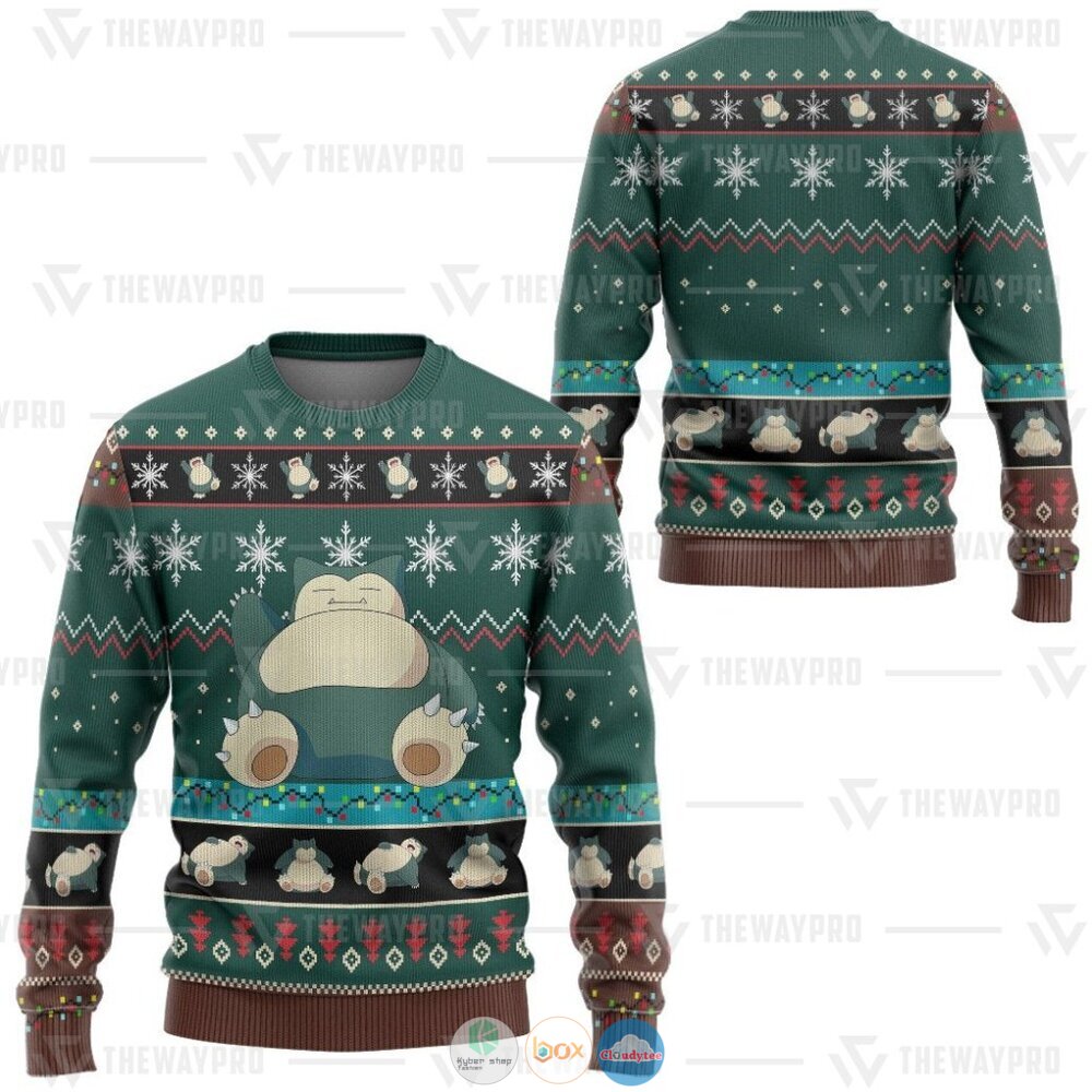 Pokemon Snorlax Ugly Christmas Sweater 12 Anime Pokemon Snorlax Christmas Sweater 1 2 3