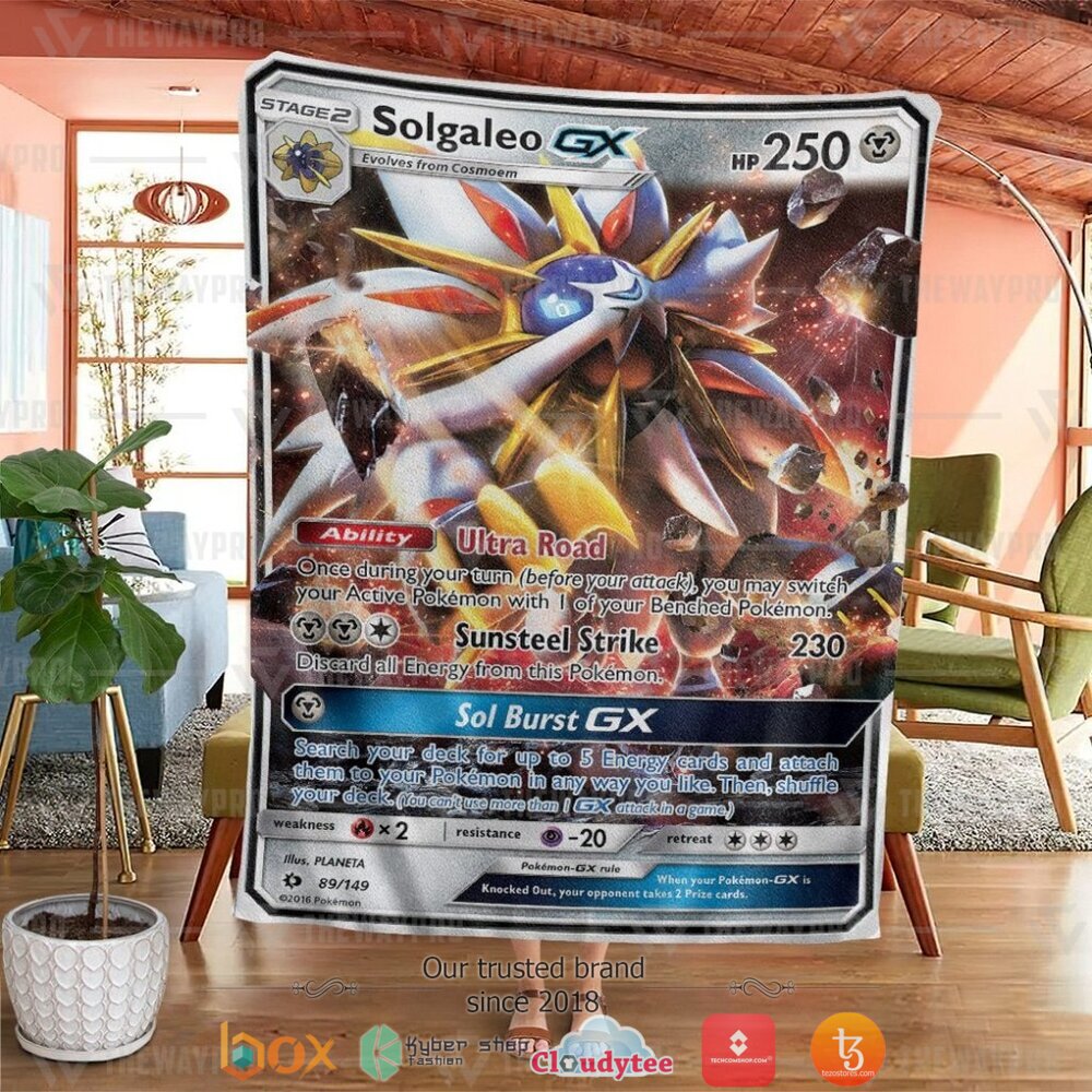 NEW Solgaleo-GX Sun & Moon Pokemon Blanket 2 Anime Pokemon Solgaleo GX Sun Moon Soft Blanket 1