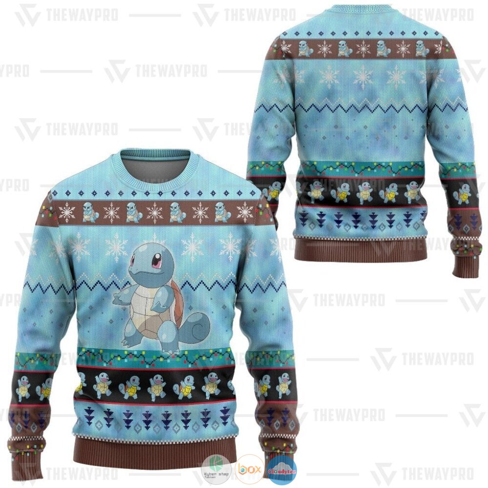 Pokemon Squirtle Ugly Christmas Sweater 12 Anime Pokemon Squirtle Christmas Sweater 1 2 3