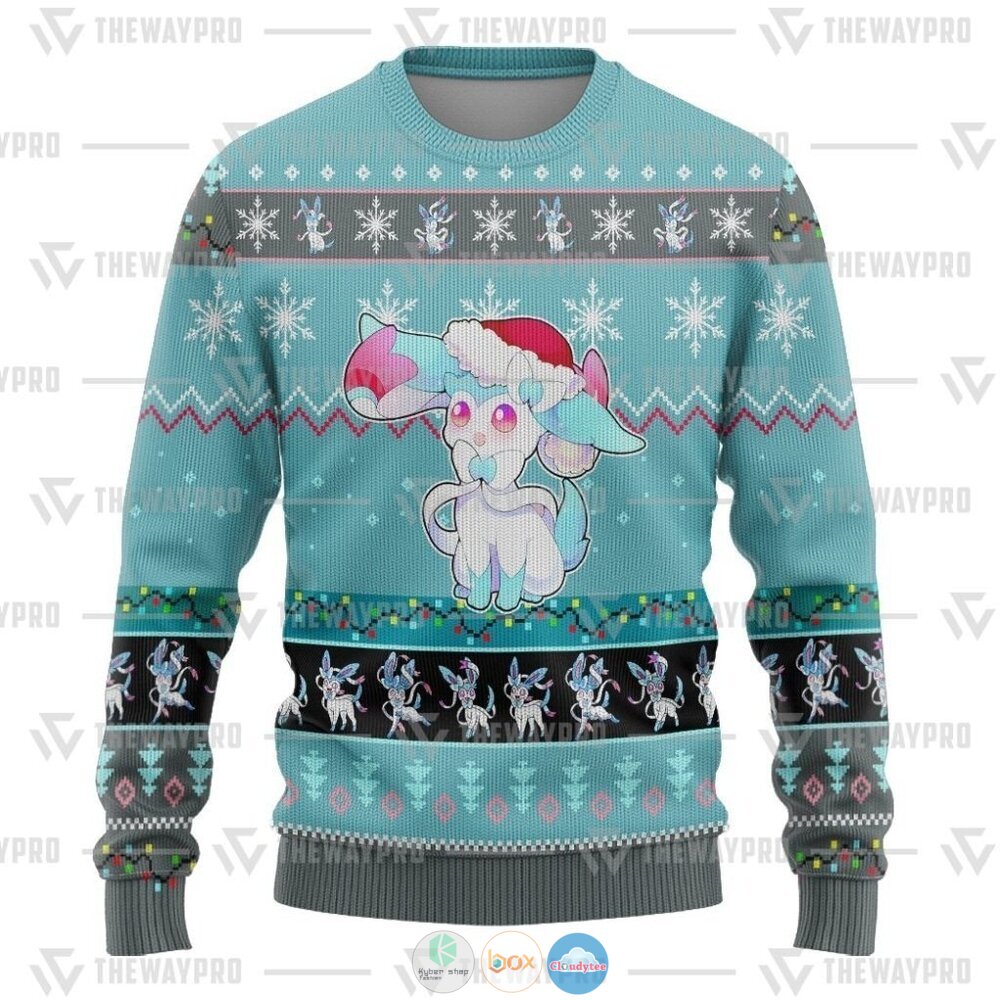 Pokemon Sylveon Ugly Christmas Sweater 11 Anime Pokemon Sylveon Christmas Sweater 1 2