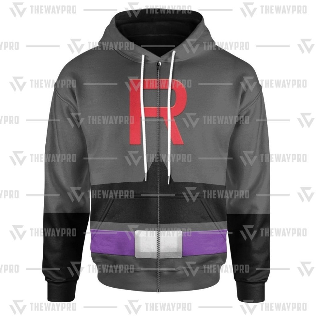 Anime Pokemon Team Rocket Black Suit 3D All Over Printed Hoodie 1 2
