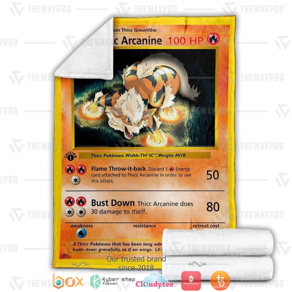 BEST Thicc Arcanine Pokemon Blanket 2 Anime Pokemon Thicc Arcanine soft Blanket 1