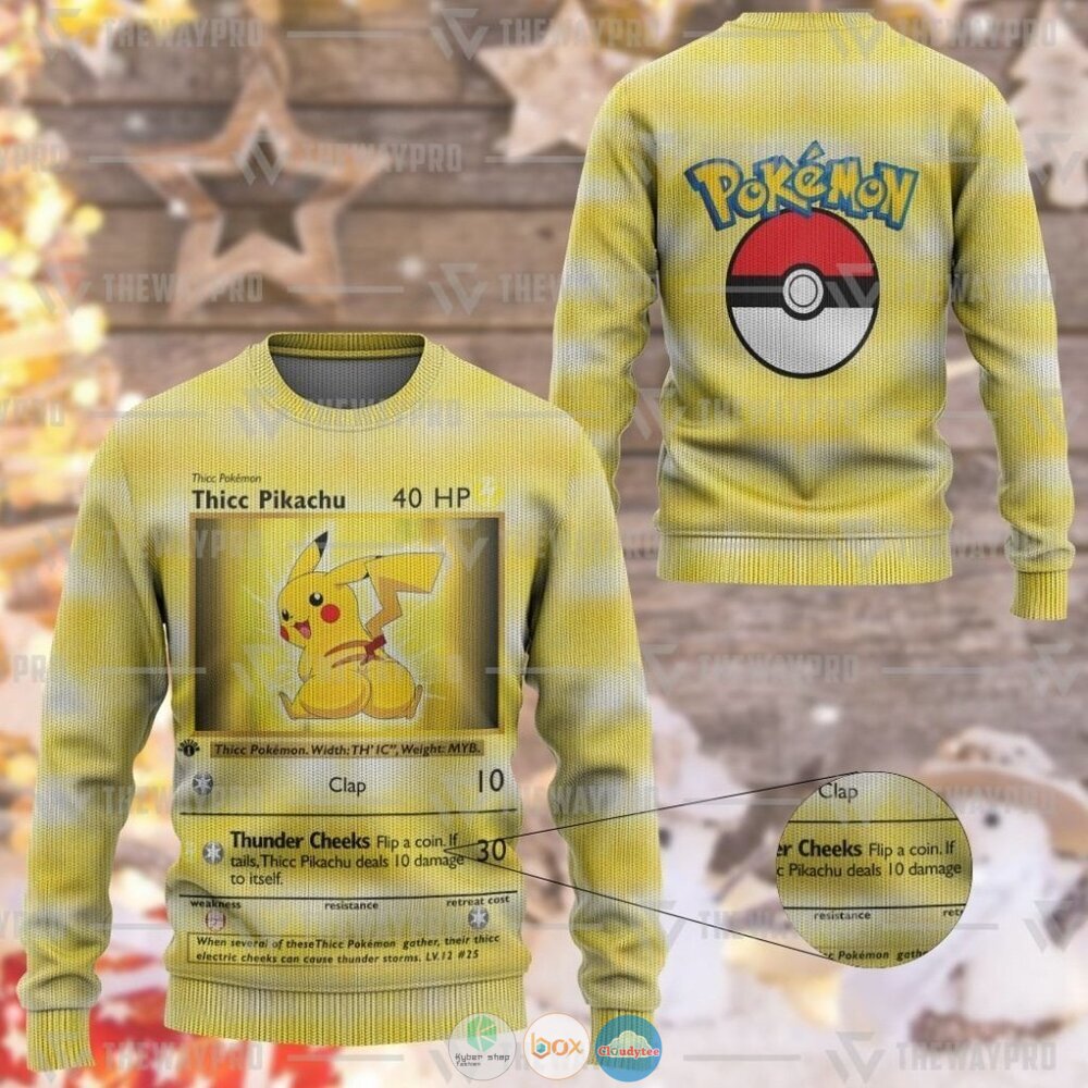 Pokemon Thicc Pikachu Ugly Christmas Sweater 21 Anime Pokemon Thicc Pikachu Christmas Sweater