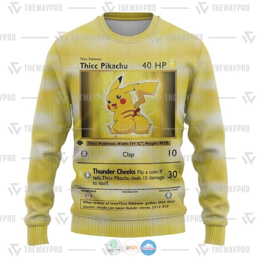 Pokemon Thicc Pikachu Ugly Christmas Sweater 3 Anime Pokemon Thicc Pikachu Christmas Sweater 1 2
