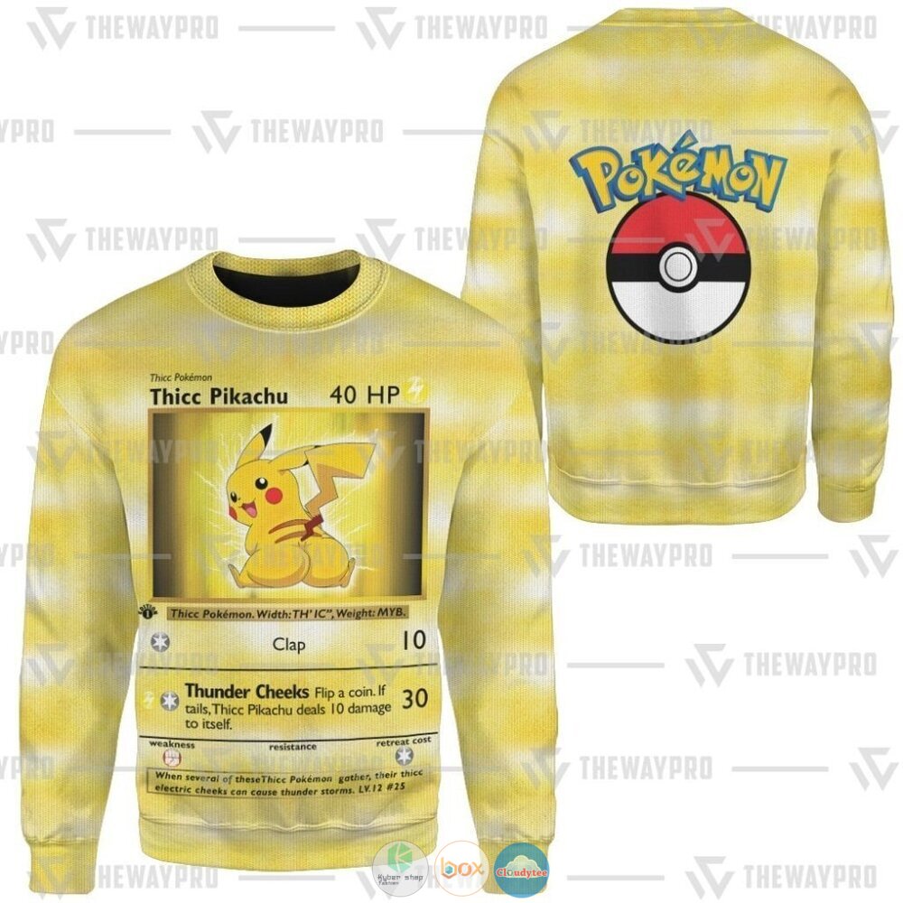 Pokemon Thicc Pikachu Ugly Christmas Sweater 4 Anime Pokemon Thicc Pikachu Christmas Sweater 1 2 3