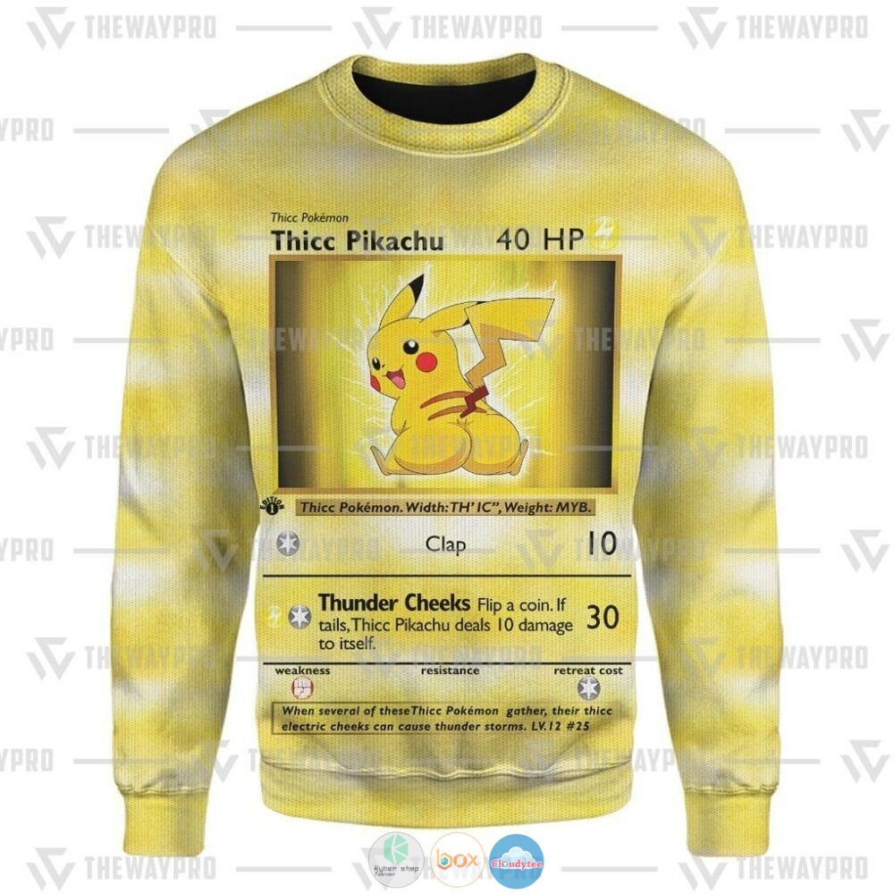 Pokemon Thicc Pikachu Ugly Christmas Sweater 5 Anime Pokemon Thicc Pikachu Christmas Sweater 1 2 3 4
