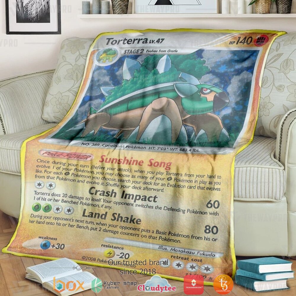 Anime Pokemon Torterra LV 47 soft Blanket