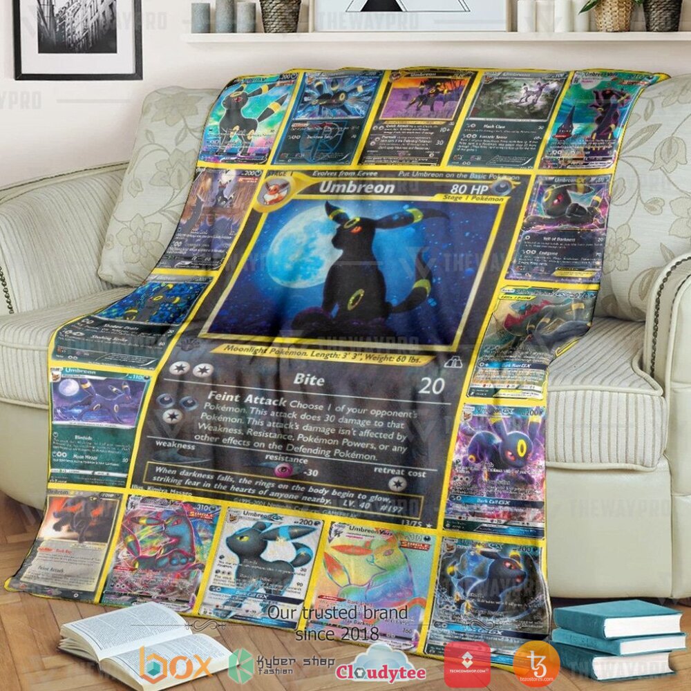 Anime Pokemon Umbreon Cards Soft Blanket