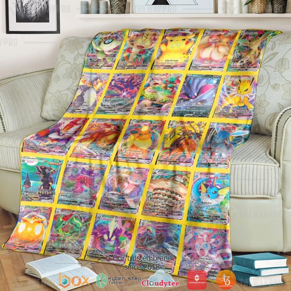 HOT VMAX Cards 2 Pokemon Blanket 1 Anime Pokemon VMAX Cards 2 Soft Blanket