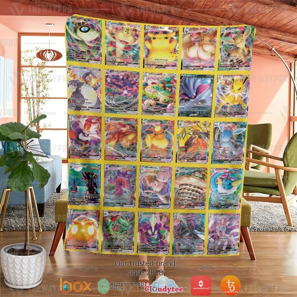 HOT VMAX Cards 2 Pokemon Blanket 2 Anime Pokemon VMAX Cards 2 Soft Blanket 1