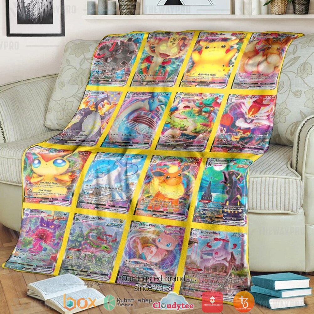 Anime Pokemon VMAX Cards Version 3 Soft Blanket