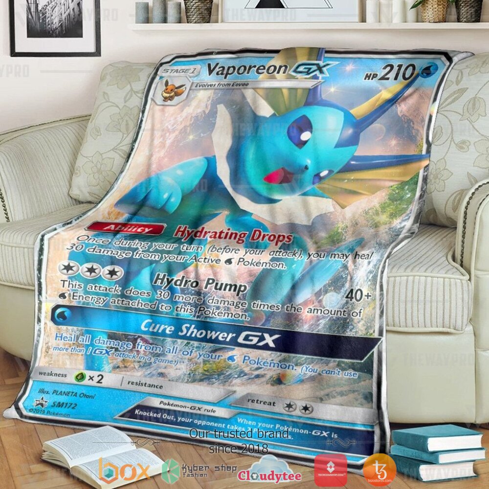 NEW Vaporeon-GX Sun & Moon Promos Pokemon Blanket 9 Anime Pokemon Vaporeon GX Sun Moon Promos Soft Blanket