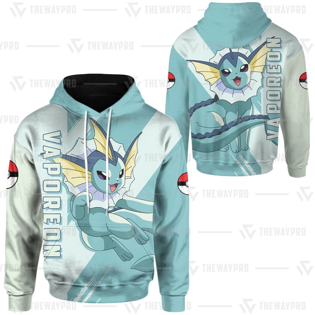 HOT Anime Pokemon Vaporeon 3D Printed Hoodie 3 Anime Pokemon Vaporeon 3D All Over Printed Hoodie 1 2