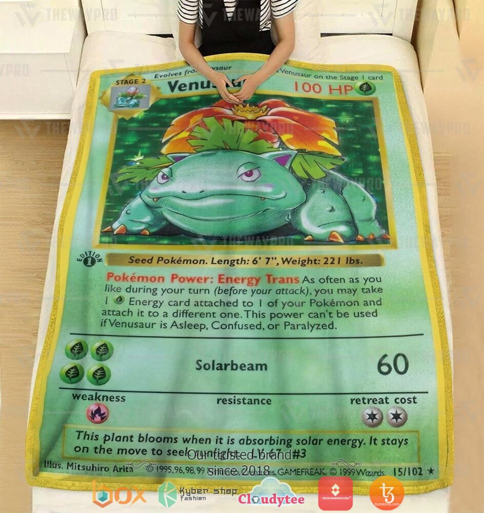NEW Venusaur Card Pokemon Blanket 2 Anime Pokemon Venusaur Card soft Blanket 1