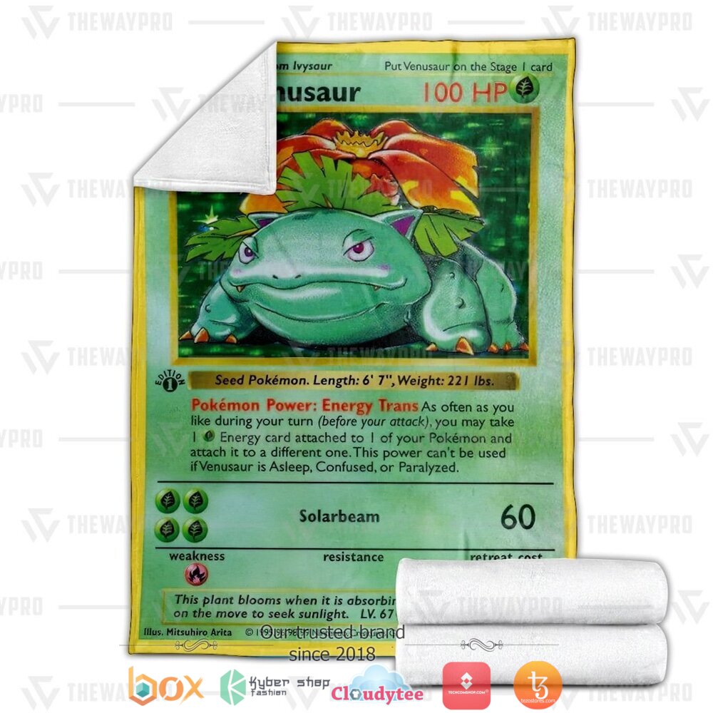 NEW Venusaur Card Pokemon Blanket 3 Anime Pokemon Venusaur Card soft Blanket 1 2