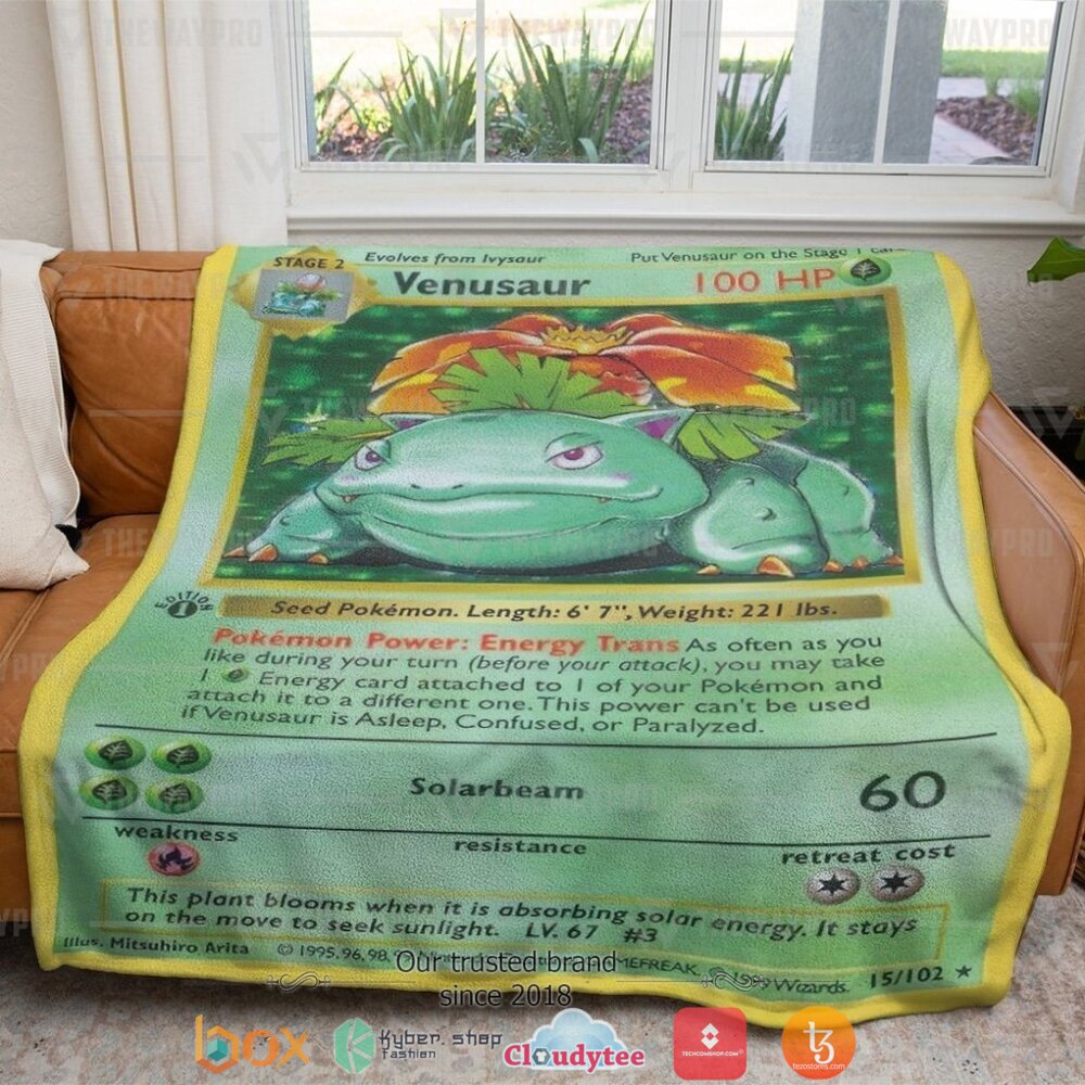 NEW Venusaur Card Pokemon Blanket 4 Anime Pokemon Venusaur Card soft Blanket 1 2 3