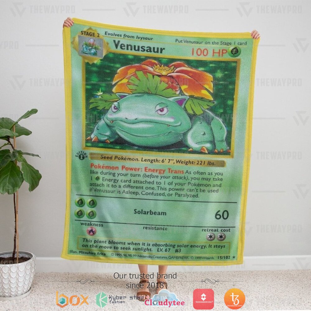 NEW Venusaur Card Pokemon Blanket 5 Anime Pokemon Venusaur Card soft Blanket 1 2 3 4