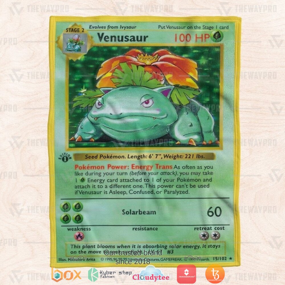 NEW Venusaur Card Pokemon Blanket 6 Anime Pokemon Venusaur Card soft Blanket 1 2 3 4 5