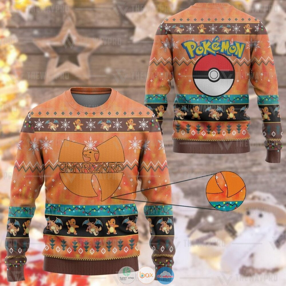 Pokemon Wutang Charizard Ugly Christmas Sweater 11 Anime Pokemon Wutang Charizard Christmas Sweater