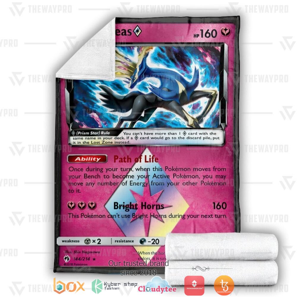 HOT Xerneas Prism Star Lost Thunder Pokemon Blanket 3 Anime Pokemon Xerneas Prism Star Lost Thunder soft Blanket 1 2