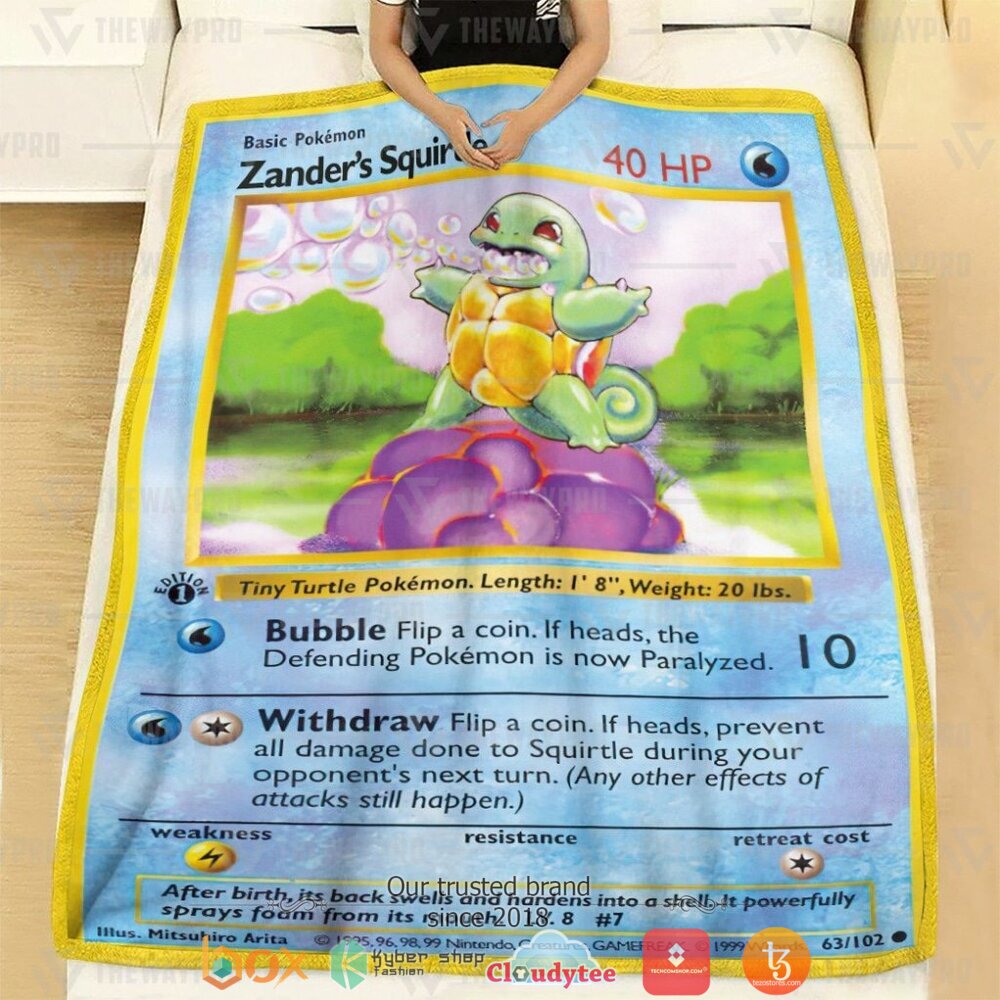 BEST Zander's Squirtle First Edition Pokemon Blanket 23 Anime Pokemon Zanders Squirtle First Edition Soft Blanket 1 2