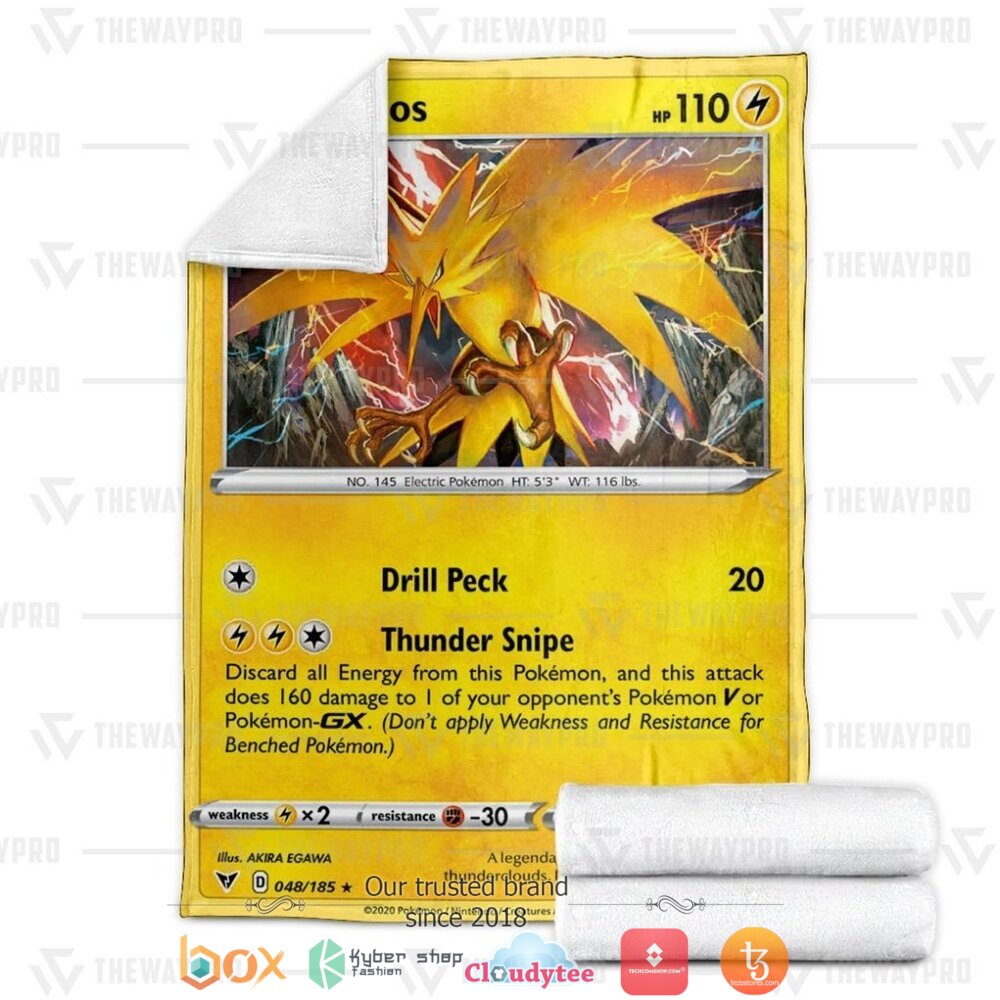Anime Pokemon Zapdos Vivid Voltage soft Blanket 1 2
