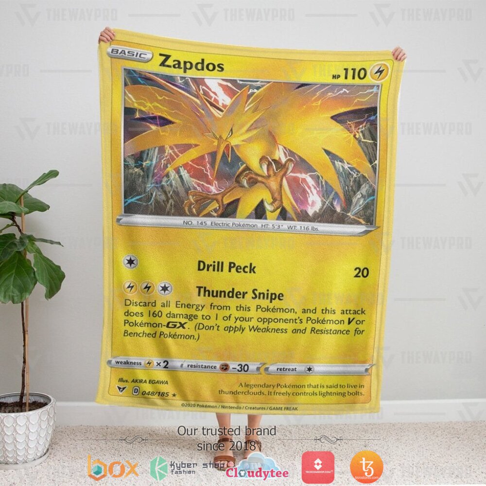 Anime Pokemon Zapdos Vivid Voltage soft Blanket 1 2 3 4