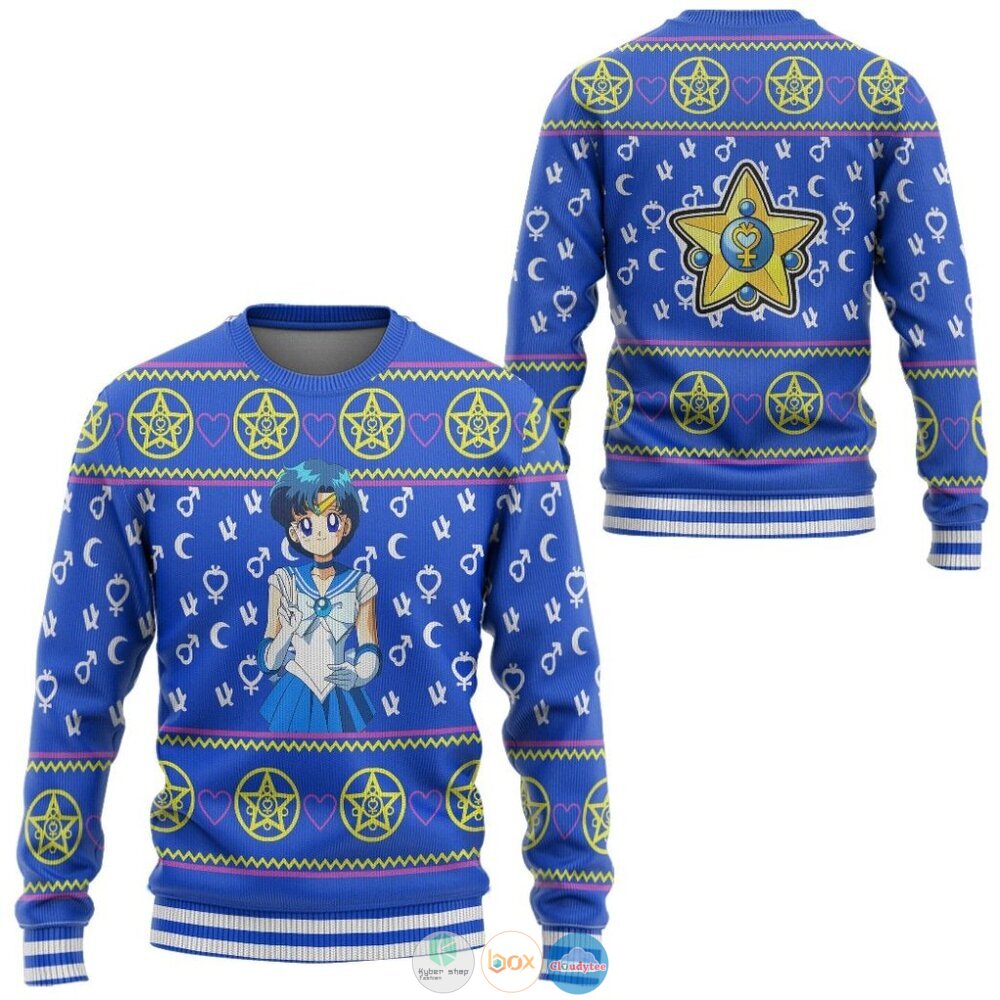 Sailor Moon Mercury Ugly Christmas Sweater 2 Anime Sailor Moon Mercury Christmas Sweater 1