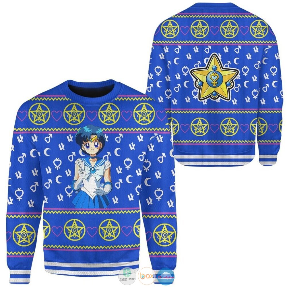 Sailor Moon Mercury Ugly Christmas Sweater 4 Anime Sailor Moon Mercury Christmas Sweater 1 2 3