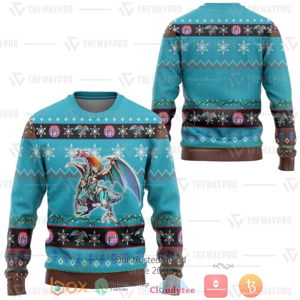 HOT Anime YGO Chaos Emperor Dragon Envoy Of The End Merry Christmas Sweater 4 Anime YGO Chaos Emperor Dragon Envoy Of The End Ugly Christmas Sweater 1 2 3