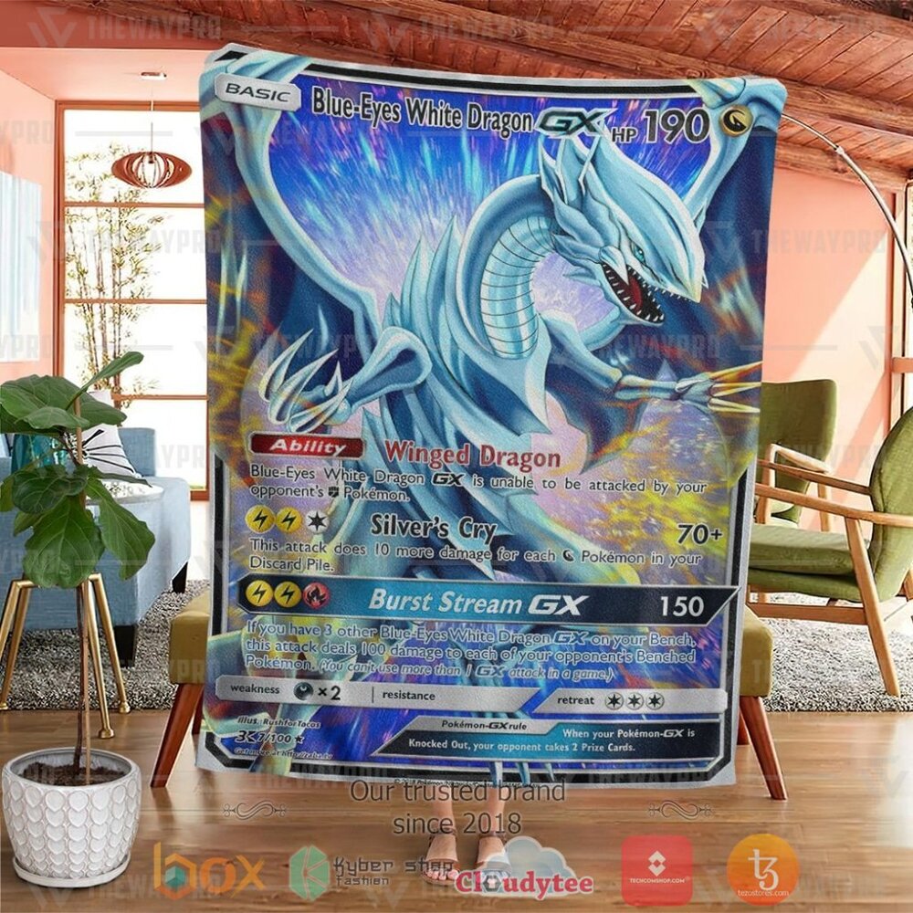 Anime YGO PKM Blue Eyes White Dragon GX Custom Soft Blanket 1 2 3