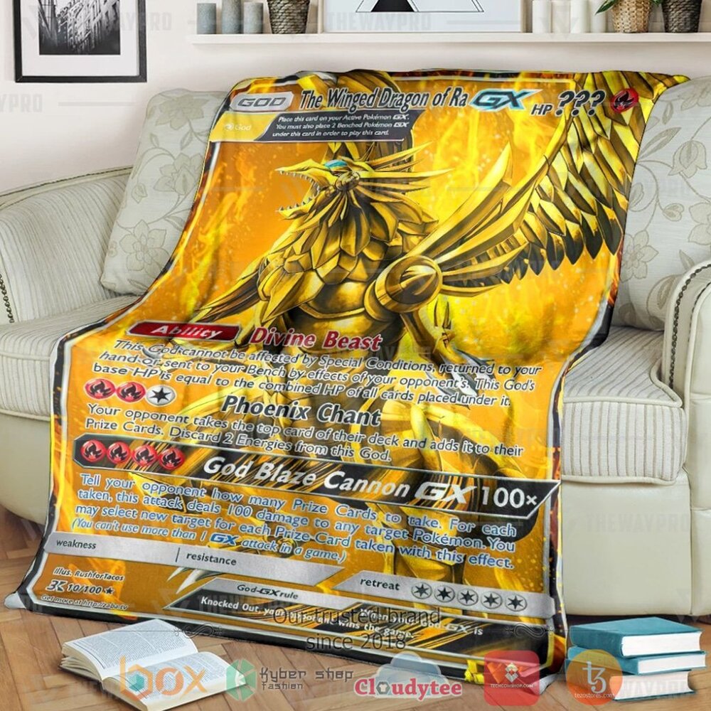 Anime YGO PKM The Winged Dragon Of Ra Custom Soft Blanket