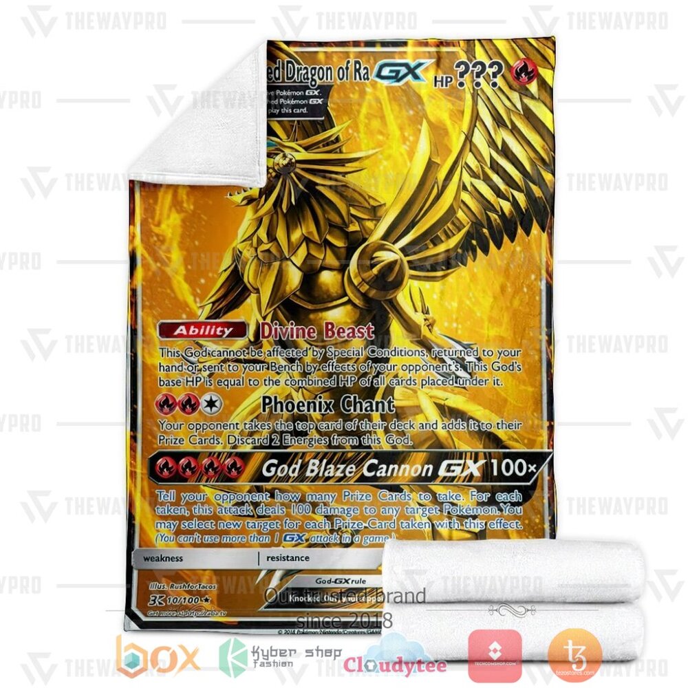 Anime YGO PKM The Winged Dragon Of Ra Custom Soft Blanket 1 2