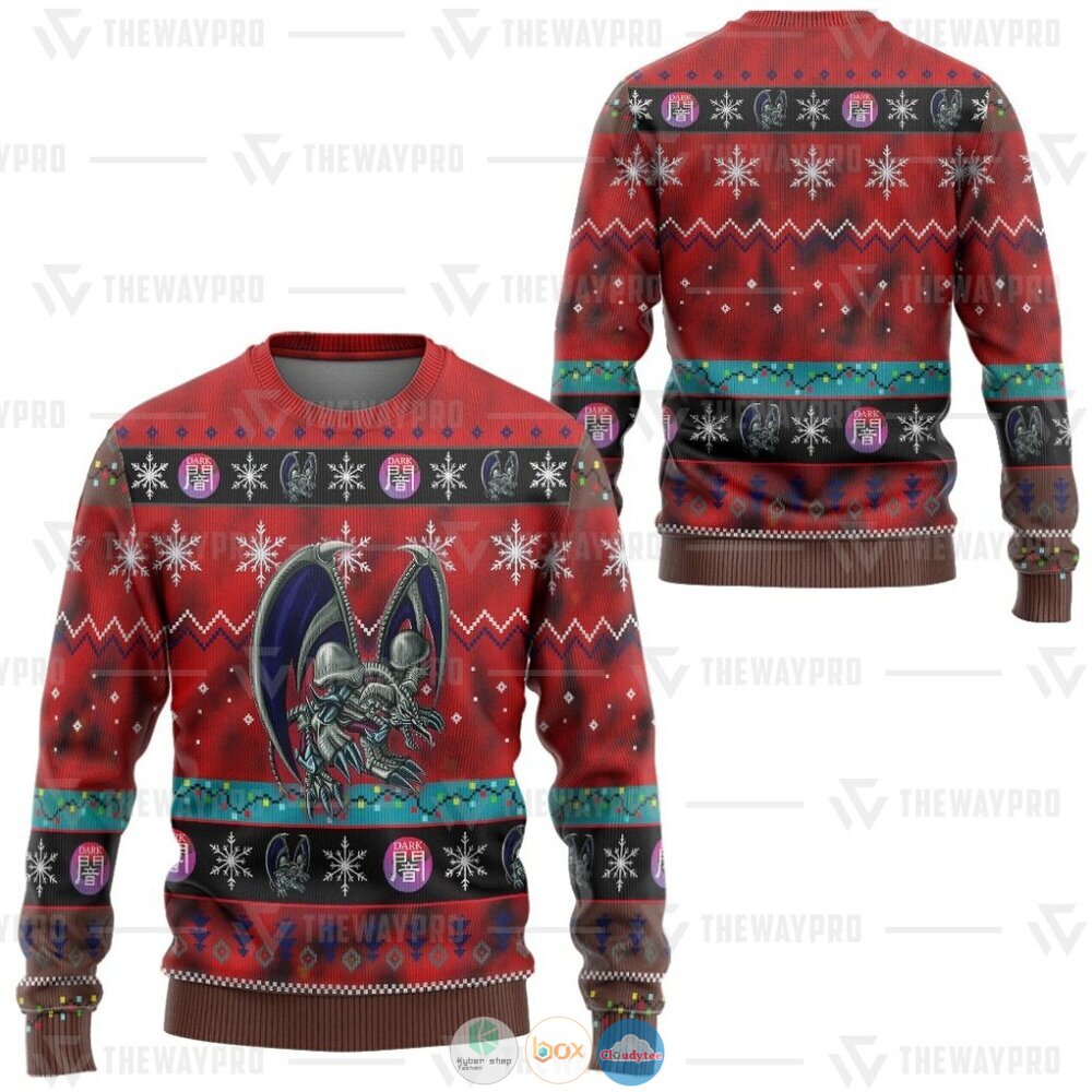 Yu Gi Oh Black Skull Dragon Ugly Christmas Sweater 2 Anime Yu Gi Oh Black Skull Dragon Christmas Sweater 1