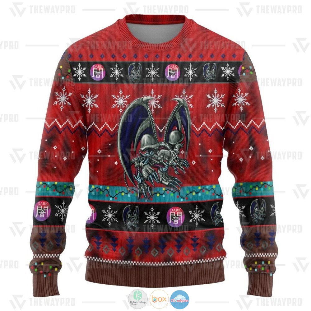 Yu Gi Oh Black Skull Dragon Ugly Christmas Sweater 3 Anime Yu Gi Oh Black Skull Dragon Christmas Sweater 1 2