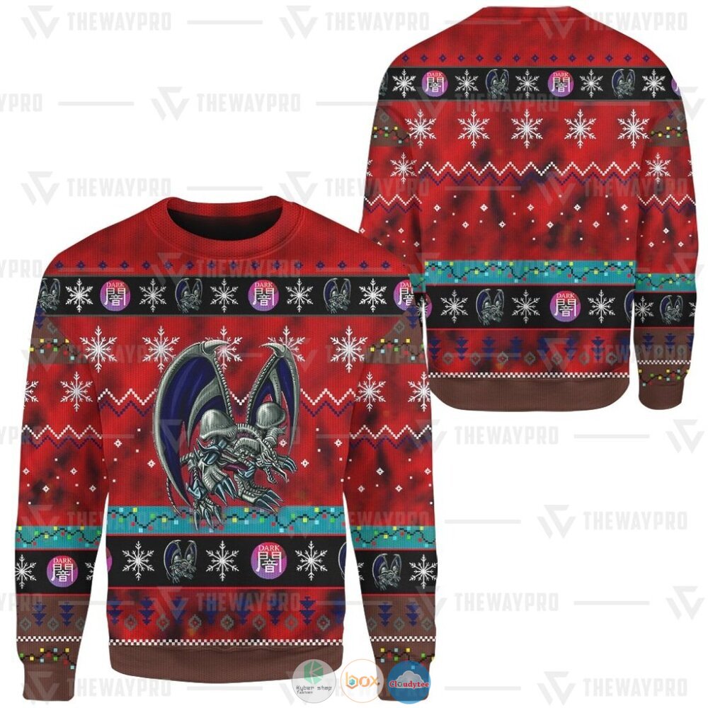 Yu Gi Oh Black Skull Dragon Ugly Christmas Sweater 4 Anime Yu Gi Oh Black Skull Dragon Christmas Sweater 1 2 3