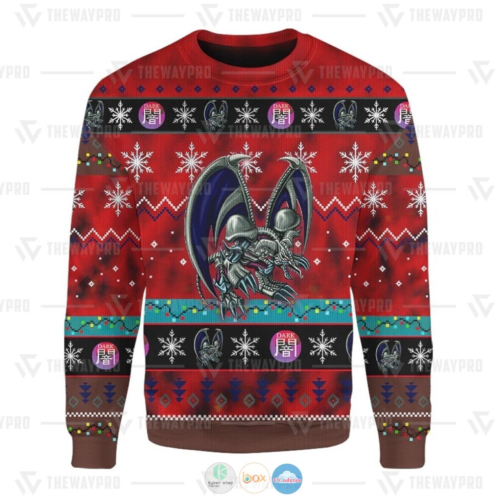Yu Gi Oh Black Skull Dragon Ugly Christmas Sweater 5 Anime Yu Gi Oh Black Skull Dragon Christmas Sweater 1 2 3 4