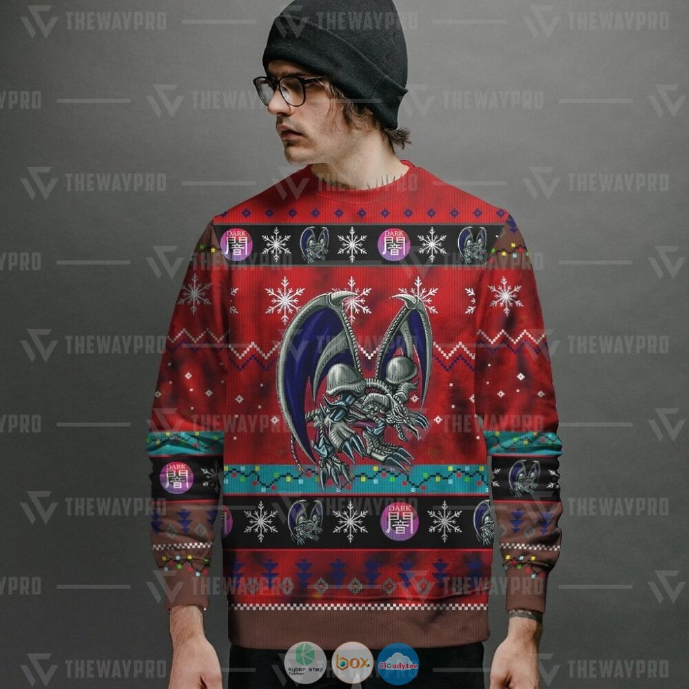 Yu Gi Oh Black Skull Dragon Ugly Christmas Sweater 6 Anime Yu Gi Oh Black Skull Dragon Christmas Sweater 1 2 3 4 5