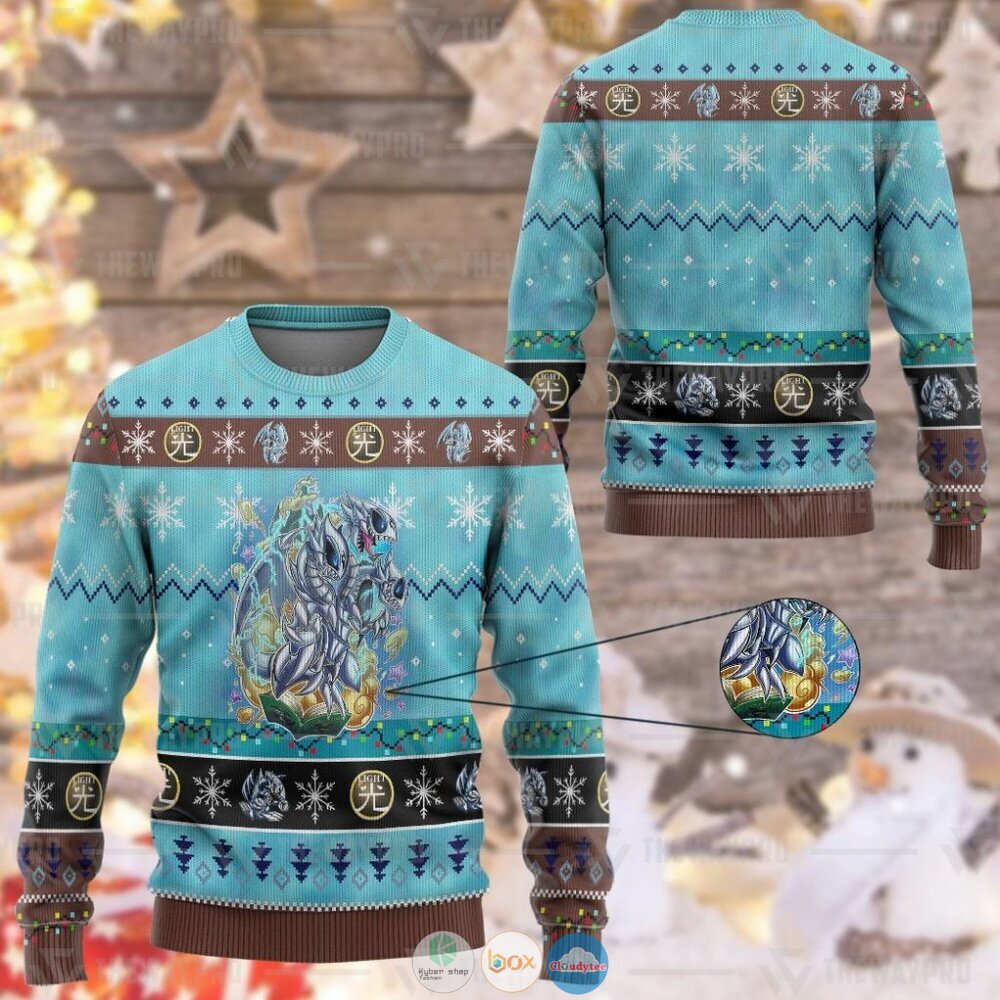 Anime Yu Gi Oh Blue Eyes Toon Ultimate Dragon Christmas Sweater