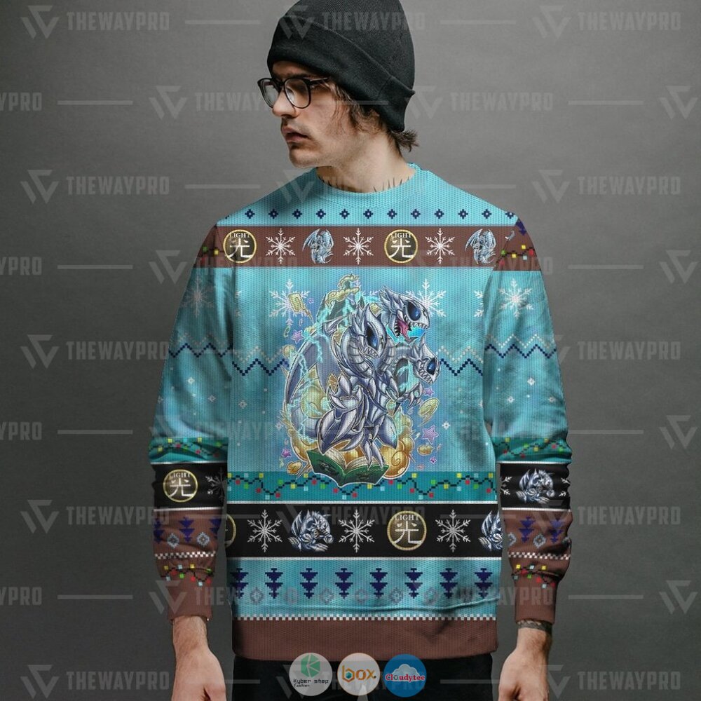 Yu Gi Oh Blue Eyes Toon Ultimate Dragon Ugly Christmas Sweater 6 Anime Yu Gi Oh Blue Eyes Toon Ultimate Dragon Christmas Sweater 1 2 3 4 5