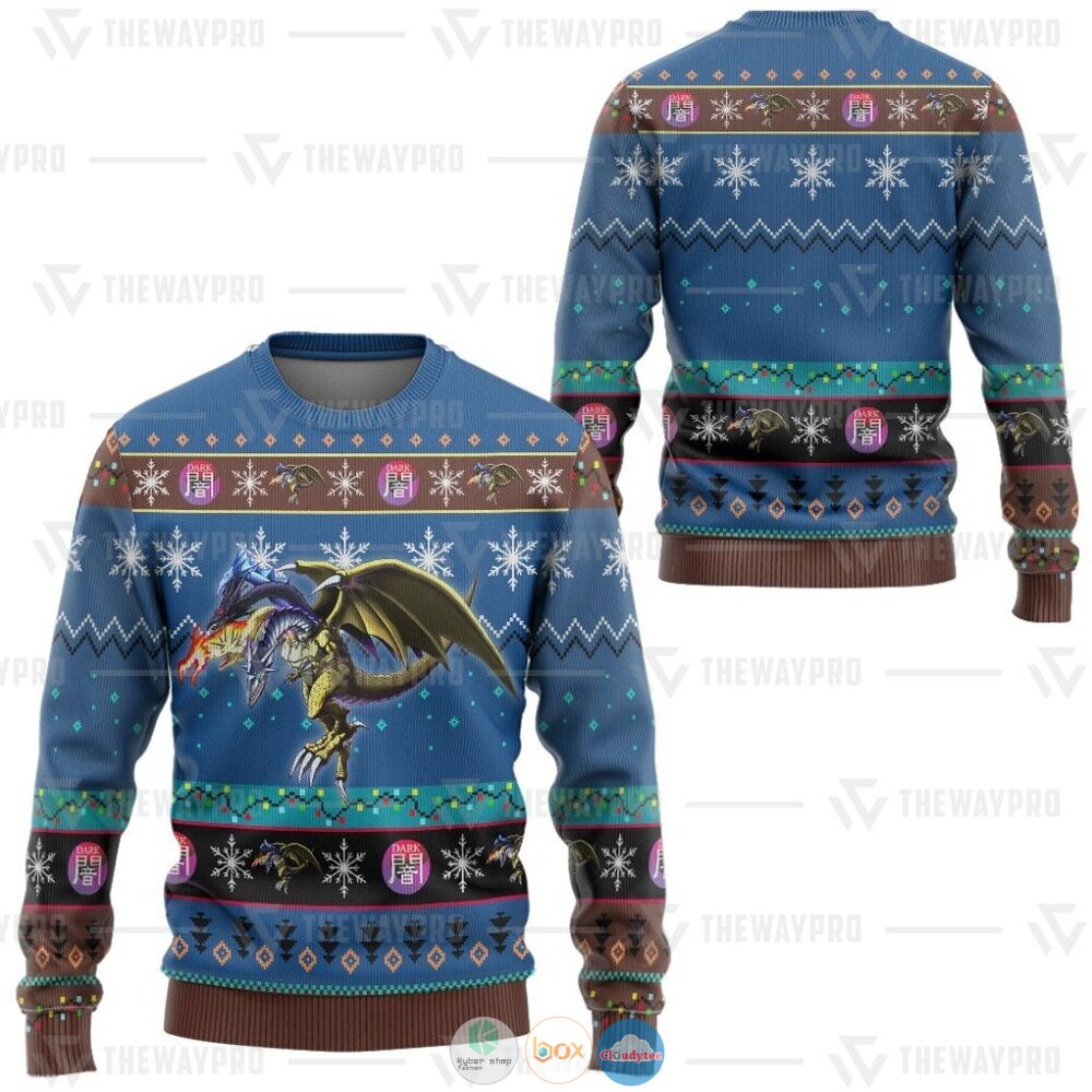 Yu Gi Oh Five Headed Dragon Ugly Christmas Sweater 2 Anime Yu Gi Oh Five Headed Dragon Christmas Sweater 1