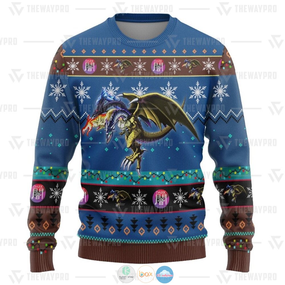 Yu Gi Oh Five Headed Dragon Ugly Christmas Sweater 3 Anime Yu Gi Oh Five Headed Dragon Christmas Sweater 1 2