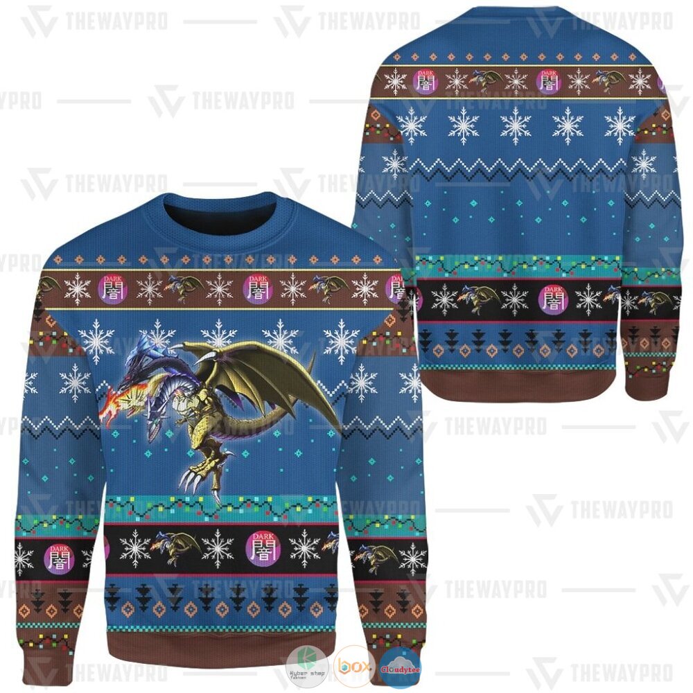 Yu Gi Oh Five Headed Dragon Ugly Christmas Sweater 4 Anime Yu Gi Oh Five Headed Dragon Christmas Sweater 1 2 3