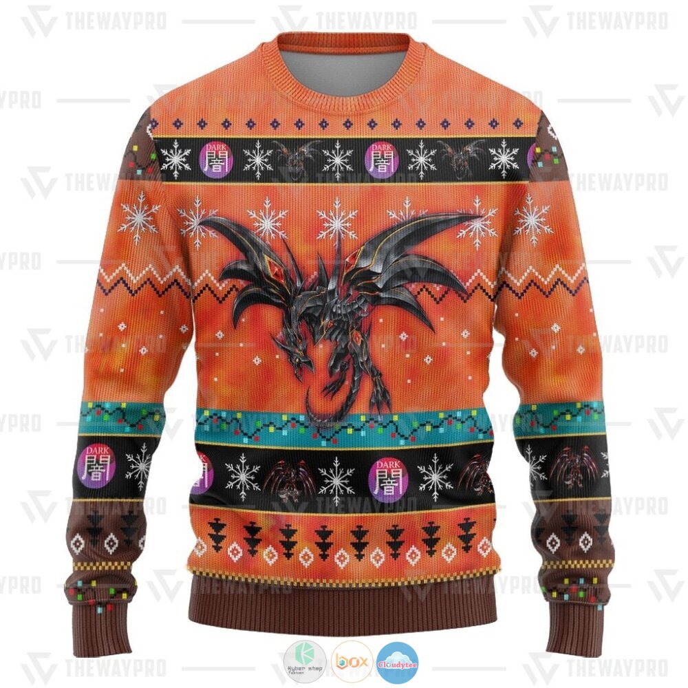 Yu Gi Oh Red-Eyes Darkness Metal Dragon Ugly Christmas Sweater 3 Anime Yu Gi Oh Red Eyes Darkness Metal Dragon Christmas Sweater 1 2