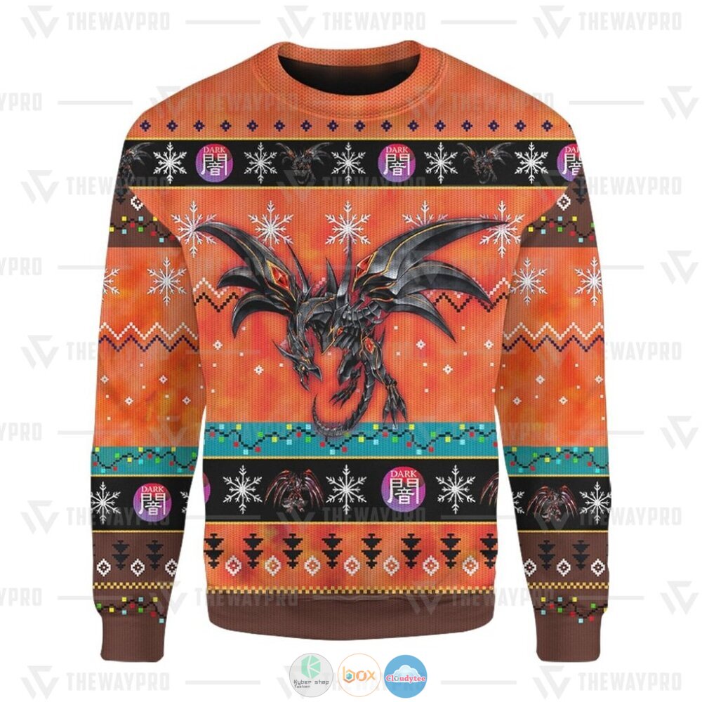 Yu Gi Oh Red-Eyes Darkness Metal Dragon Ugly Christmas Sweater 5 Anime Yu Gi Oh Red Eyes Darkness Metal Dragon Christmas Sweater 1 2 3 4
