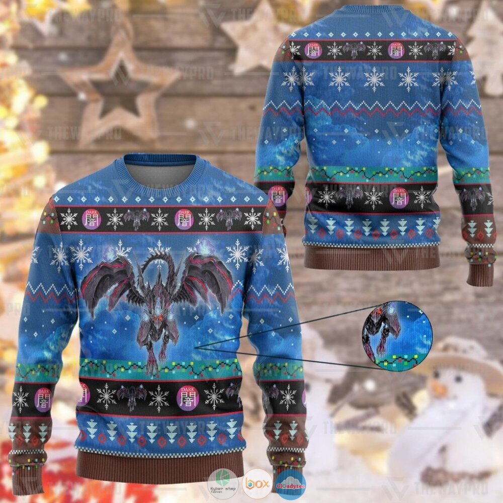 Anime Yu Gi Oh Red Eyes Zombie Dragon Christmas Sweater