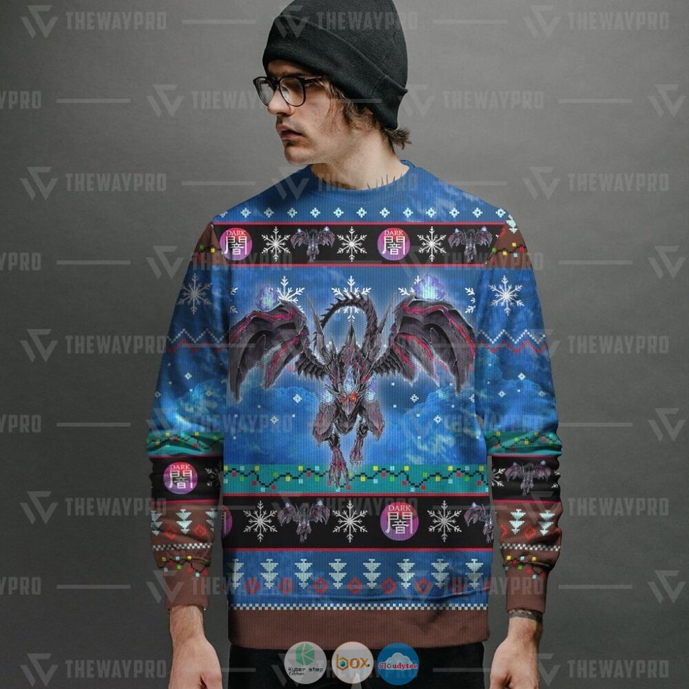 Yu Gi Oh Red Eyes Zombie Dragon Ugly Christmas Sweater 2 Anime Yu Gi Oh Red Eyes Zombie Dragon Christmas Sweater 1