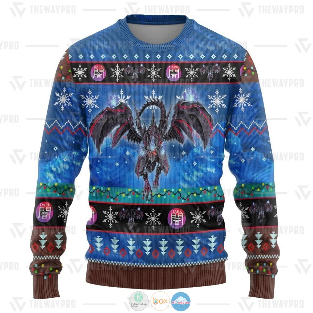Yu Gi Oh Red Eyes Zombie Dragon Ugly Christmas Sweater 3 Anime Yu Gi Oh Red Eyes Zombie Dragon Christmas Sweater 1 2