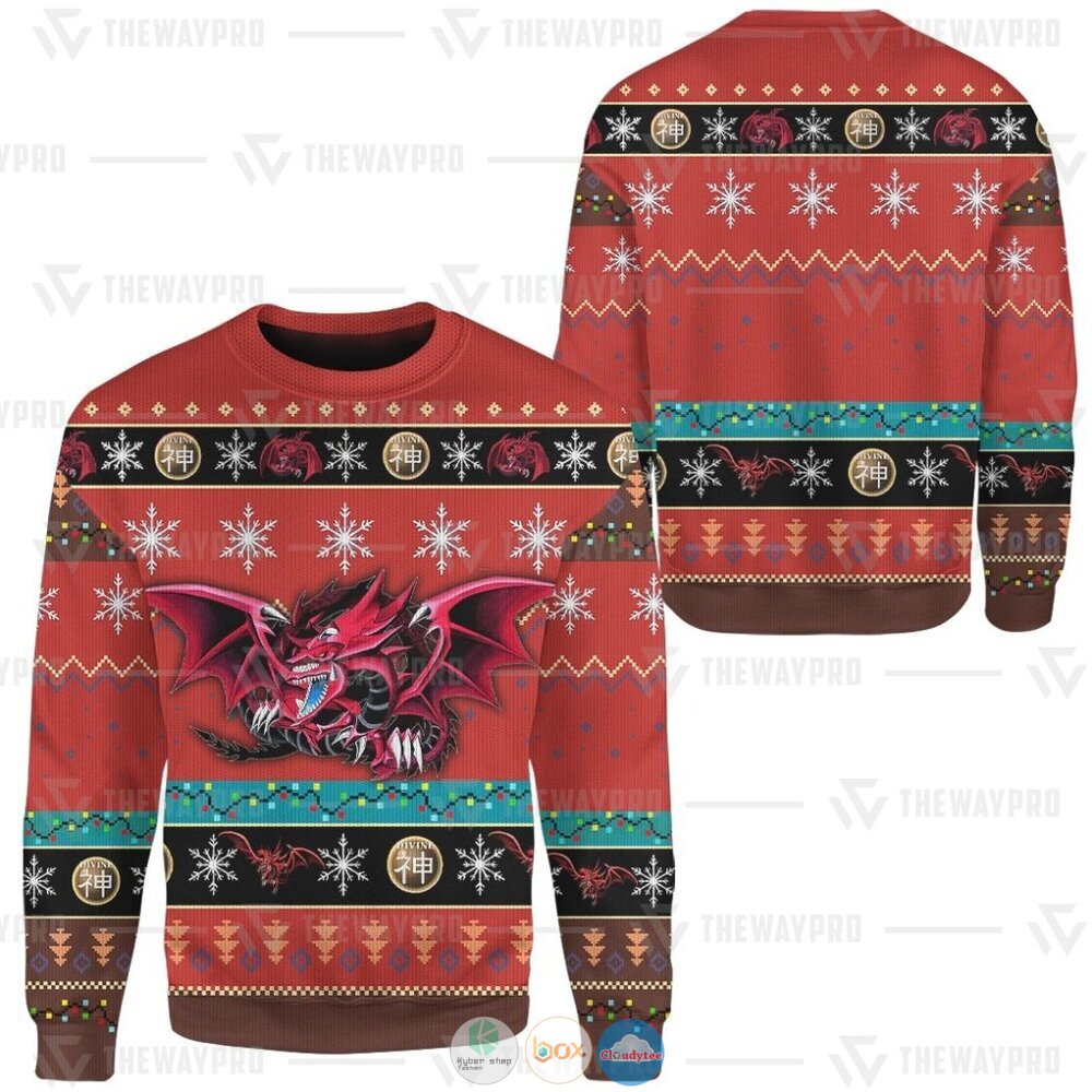 Anime Yu Gi Oh Slifer the Sky Dragon Christmas Sweater 1 2 3